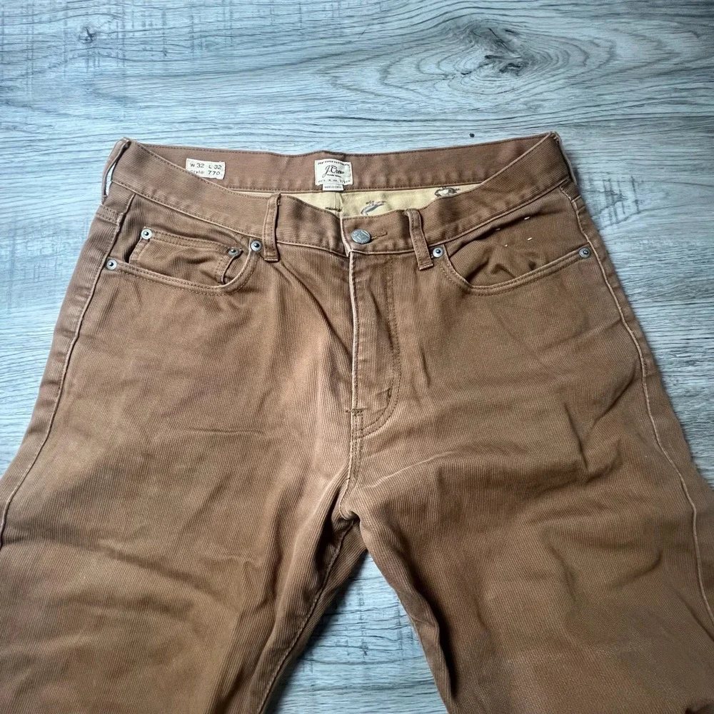 J. Crew 770 RARE Duck Print Lining Corduroy‎ Pants Mens 32x32 Brown Straight Fit